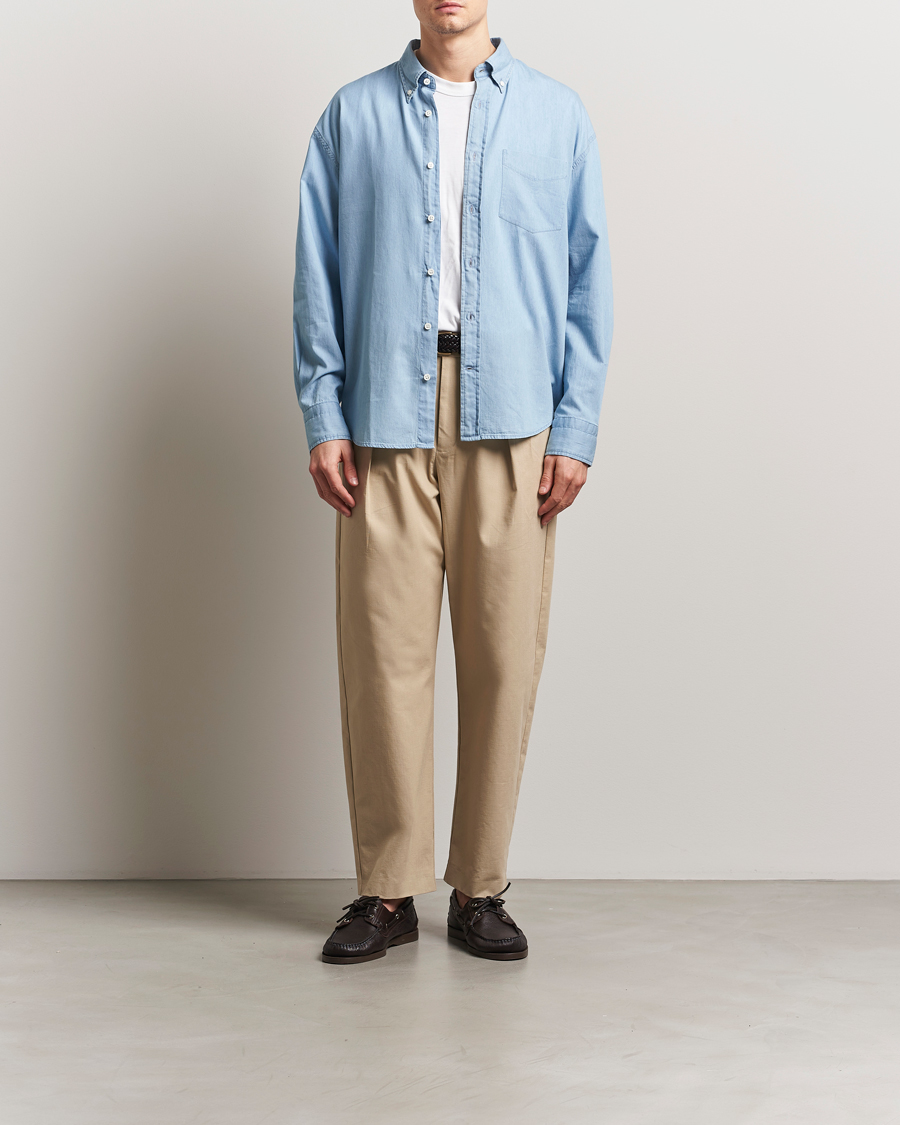 Heren | Overhemden | GANT 240 Mulberry Street | Oversized Lux Indigo Shirt Light Blue