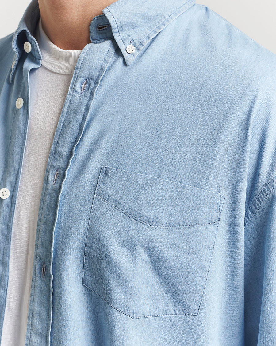 Heren | Overhemden | GANT 240 Mulberry Street | Oversized Lux Indigo Shirt Light Blue