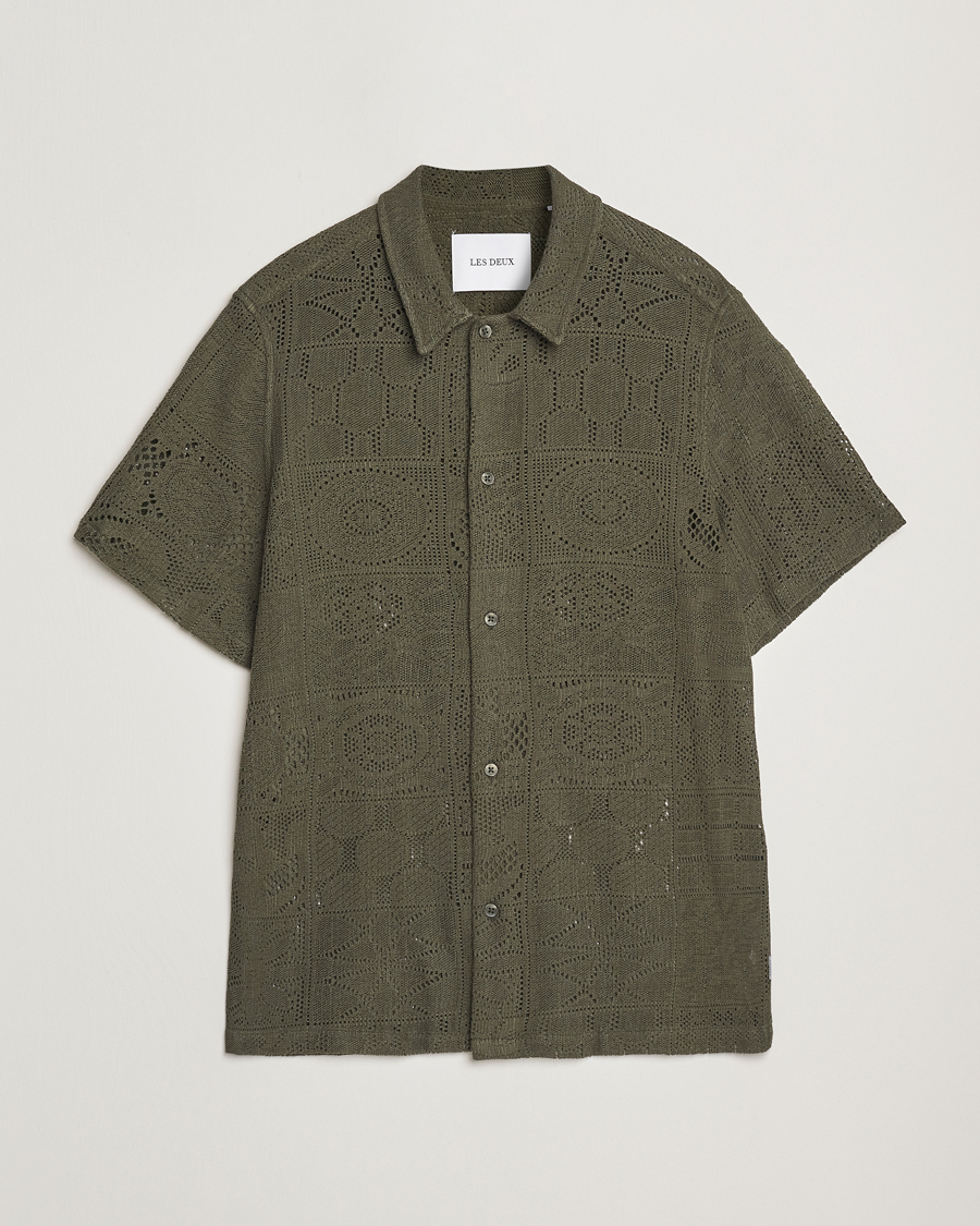 Heren | Overhemden | LES DEUX | Hector Lace Short Sleeve Shirt Green
