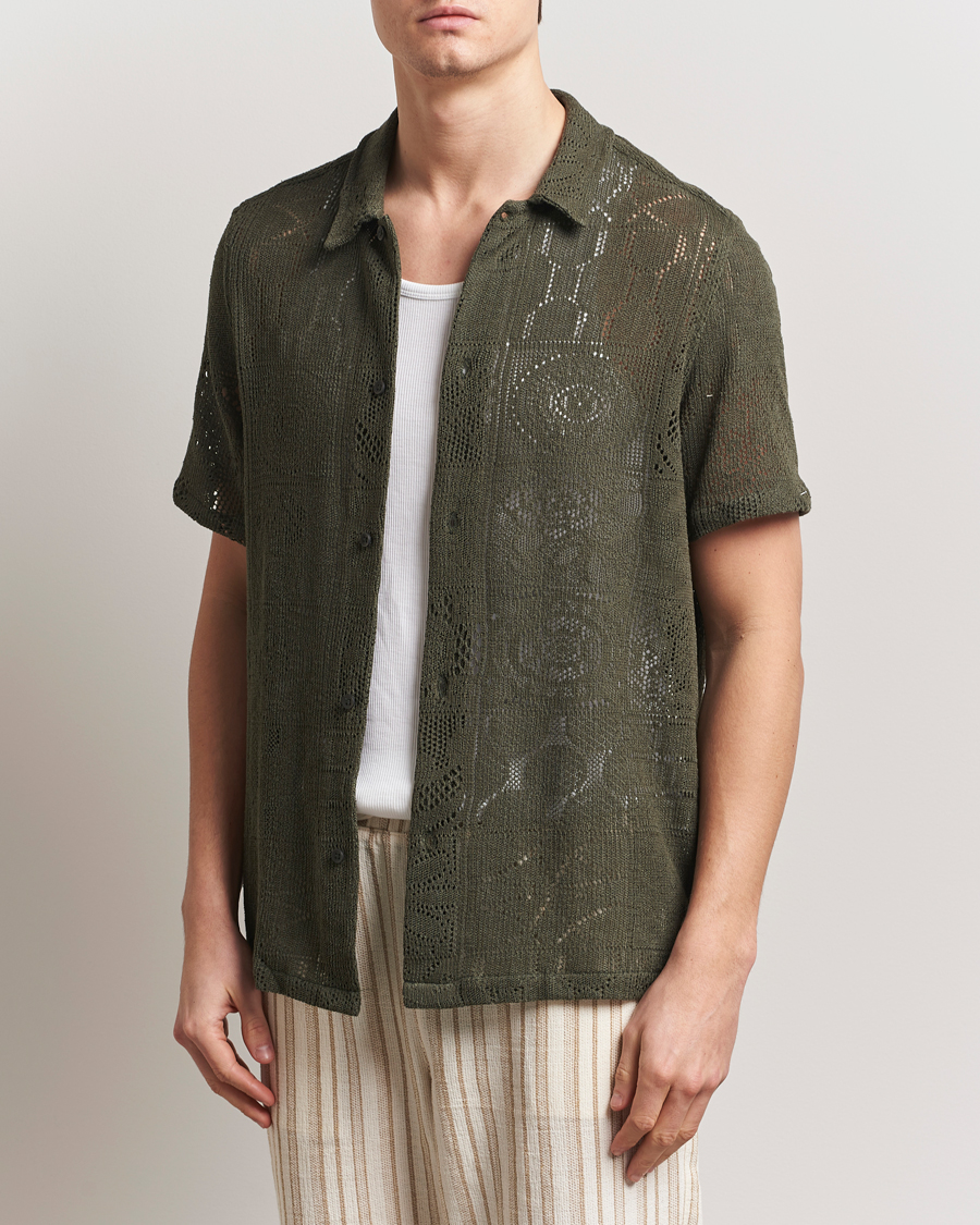 Heren | Overhemden | LES DEUX | Hector Lace Short Sleeve Shirt Green