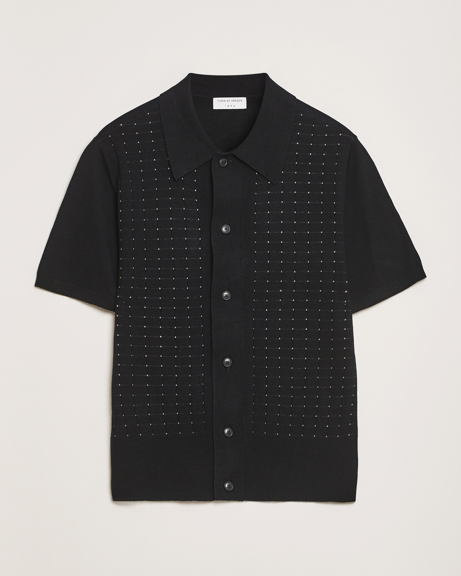Heren | Overhemden | Tiger of Sweden | Araawen Knitted Short Sleeve Shirt Black