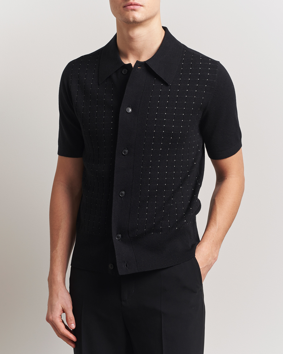 Heren | Overhemden | Tiger of Sweden | Araawen Knitted Short Sleeve Shirt Black
