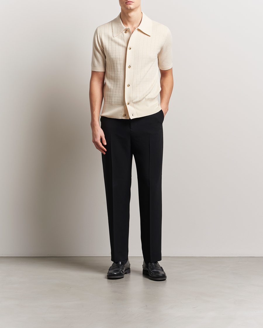 Heren | Overhemden | Tiger of Sweden | Araawen Knitted Short Sleeve Shirt Off White