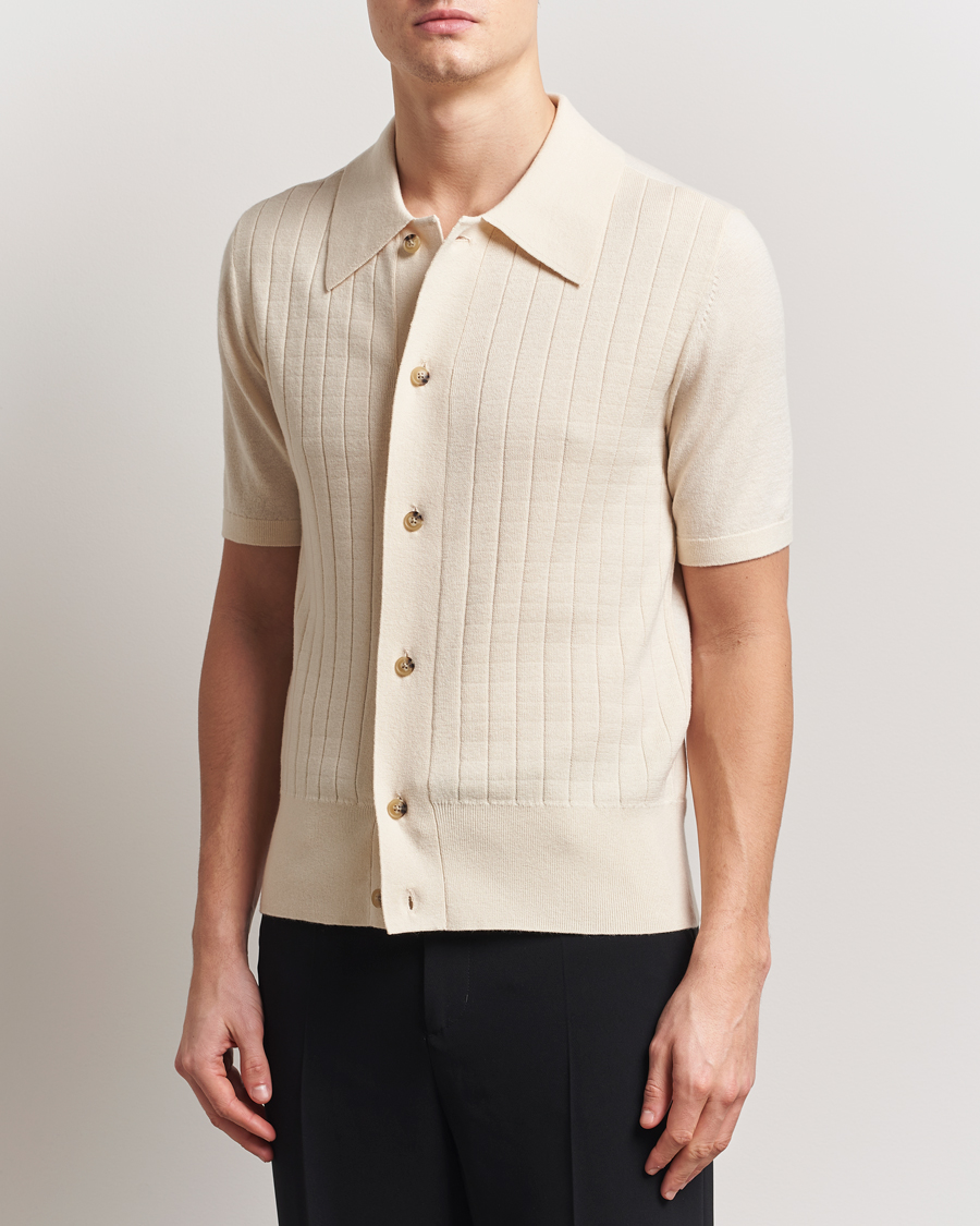 Heren | Overhemden | Tiger of Sweden | Araawen Knitted Short Sleeve Shirt Off White