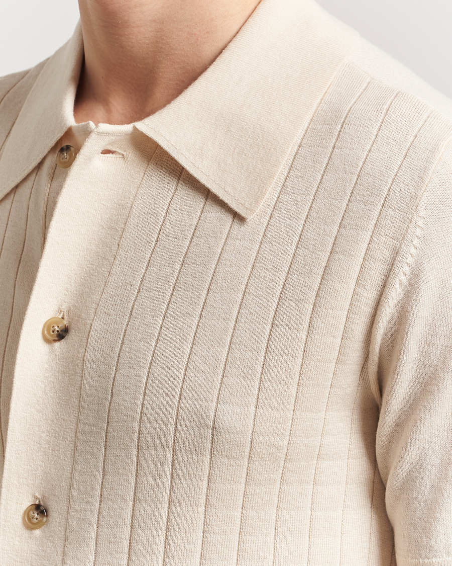 Heren | Overhemden | Tiger of Sweden | Araawen Knitted Short Sleeve Shirt Off White