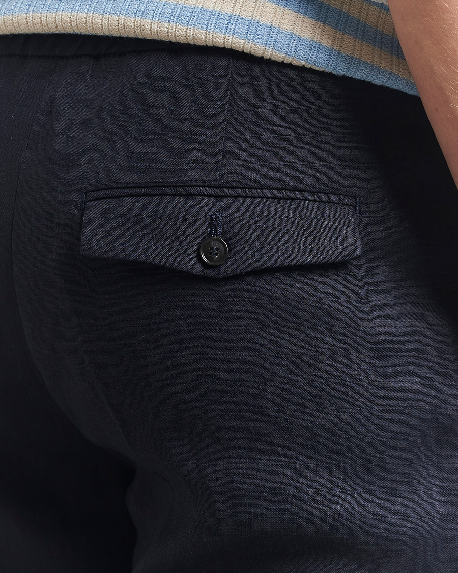 Heren | Broeken | Tiger of Sweden | Tannen Linen Drawstring Trousers Midnight Blue