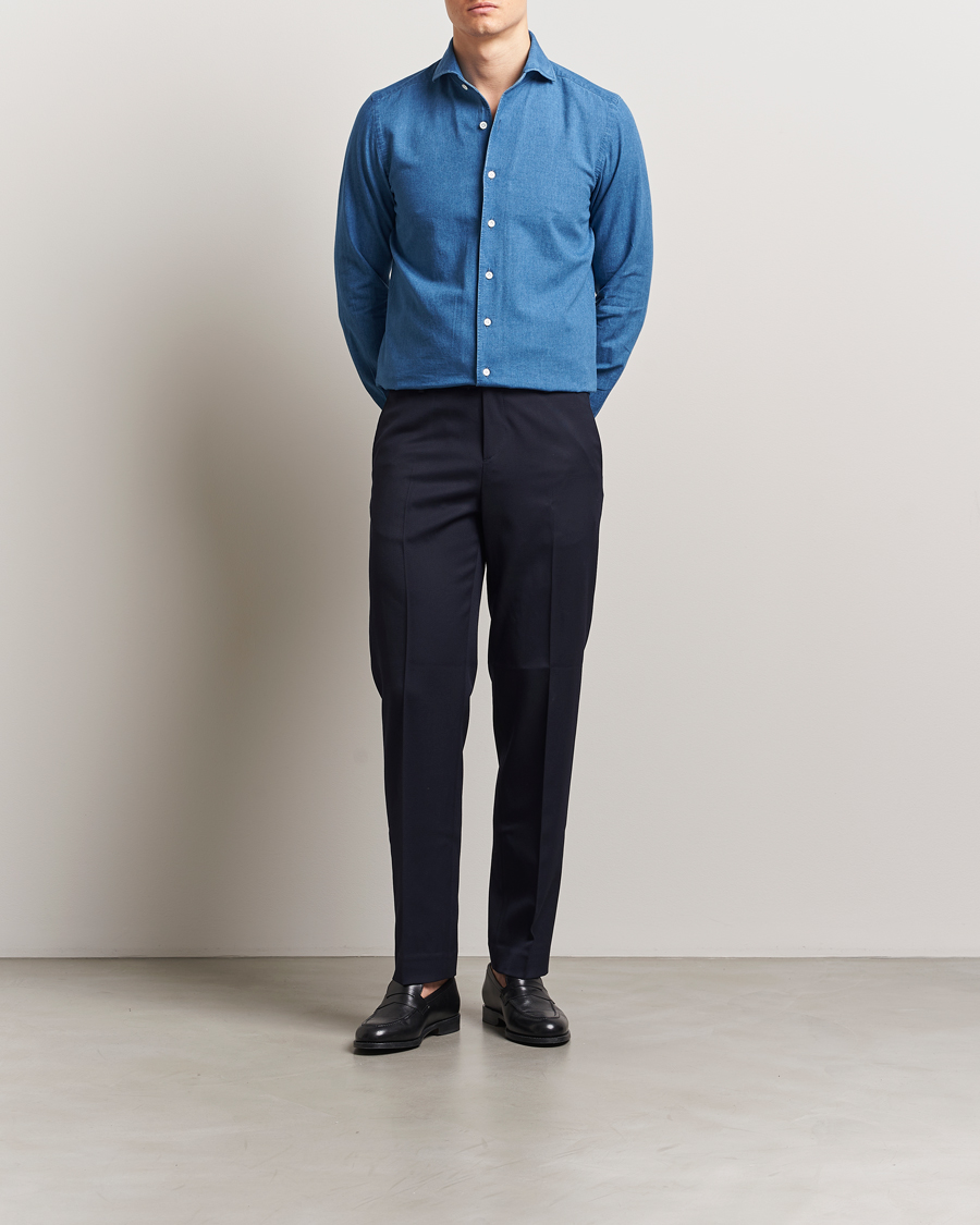 Heren | Overhemden | 100Hands | Garment Washed Denim Shirt Blue