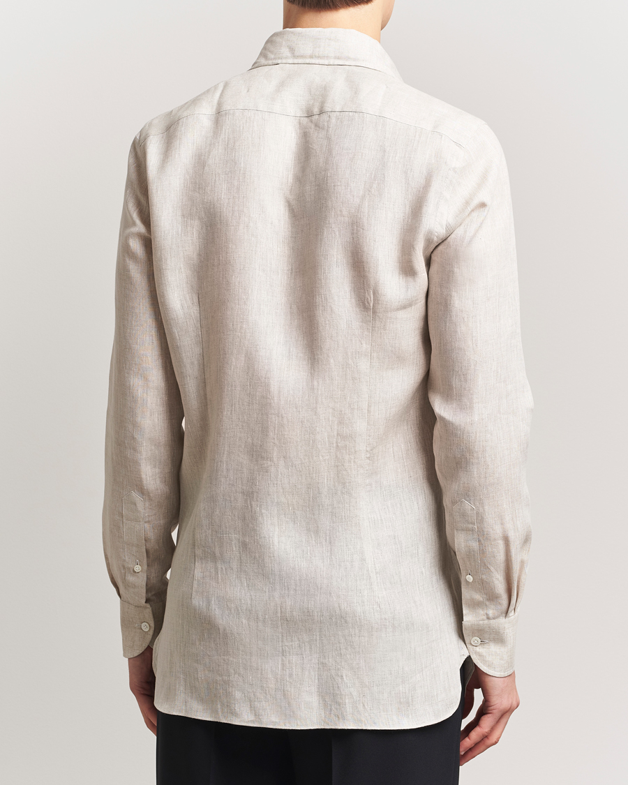 Heren | Overhemden | 100Hands | Cut Away Linen Shirt Oatmeal