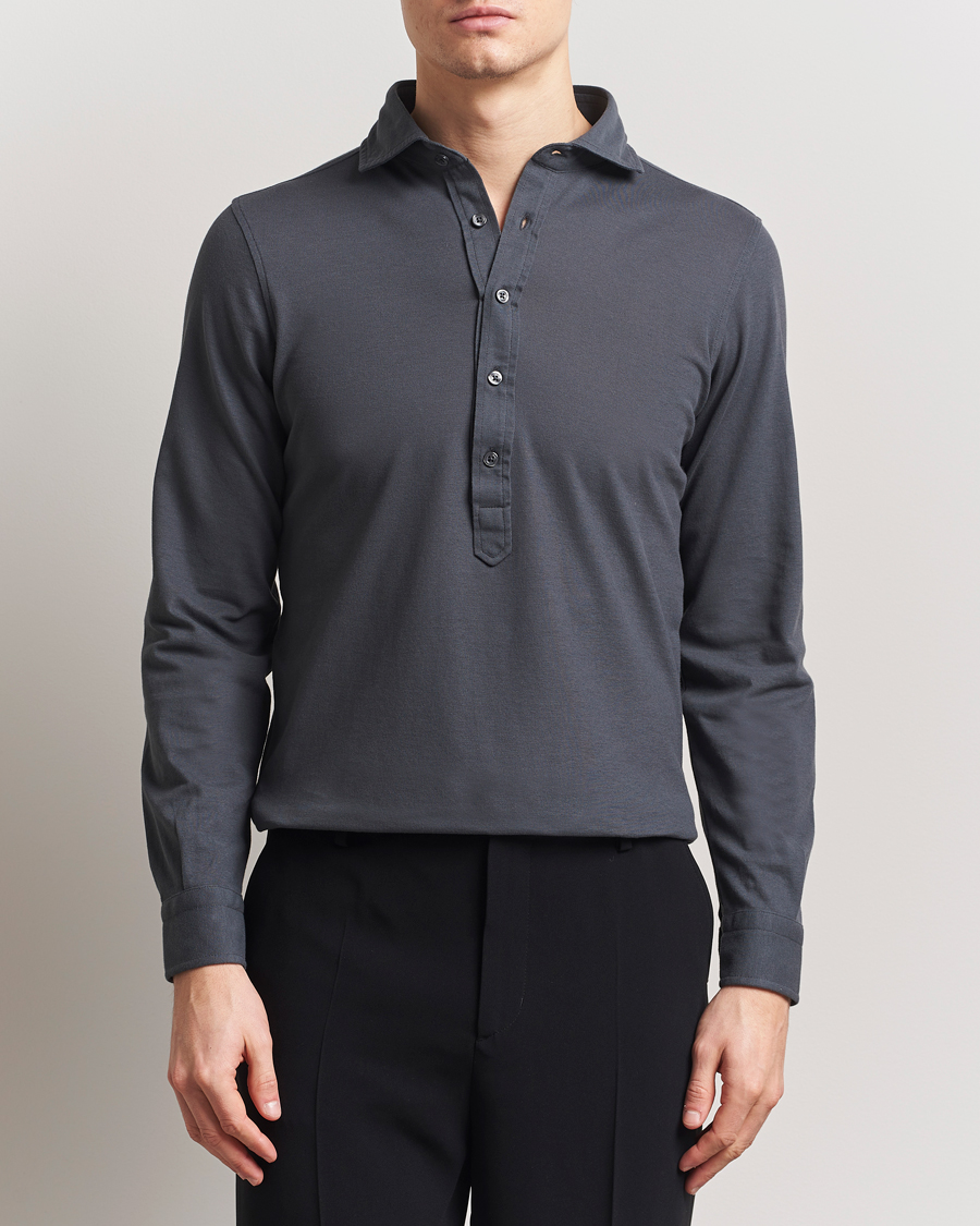 Heren | Overhemden | Gran Sasso | Popover Shirt Charcoal