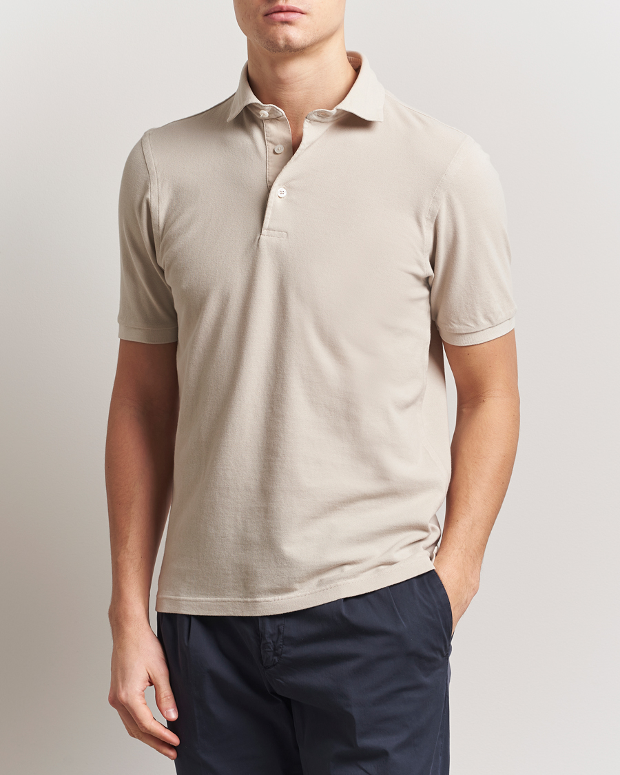 Heren | Polo's | Gran Sasso | Washed Polo Beige Melange