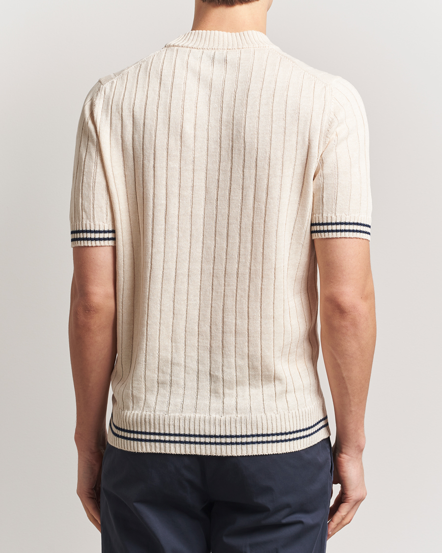 Heren | T-shirts | Gran Sasso | Linen/Cotton Structured T-Shirt Cream