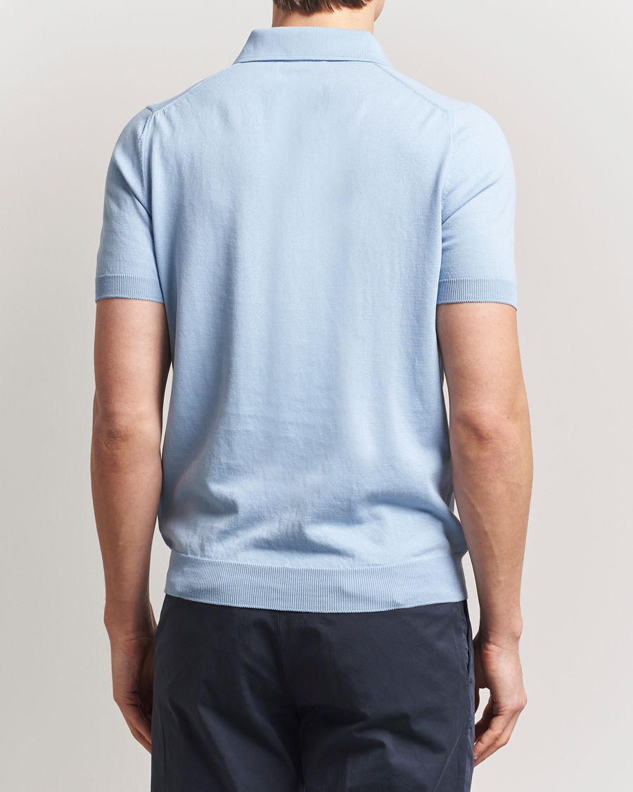 Heren | Polo's | Gran Sasso | Cotton Knitted Polo Blue Melange