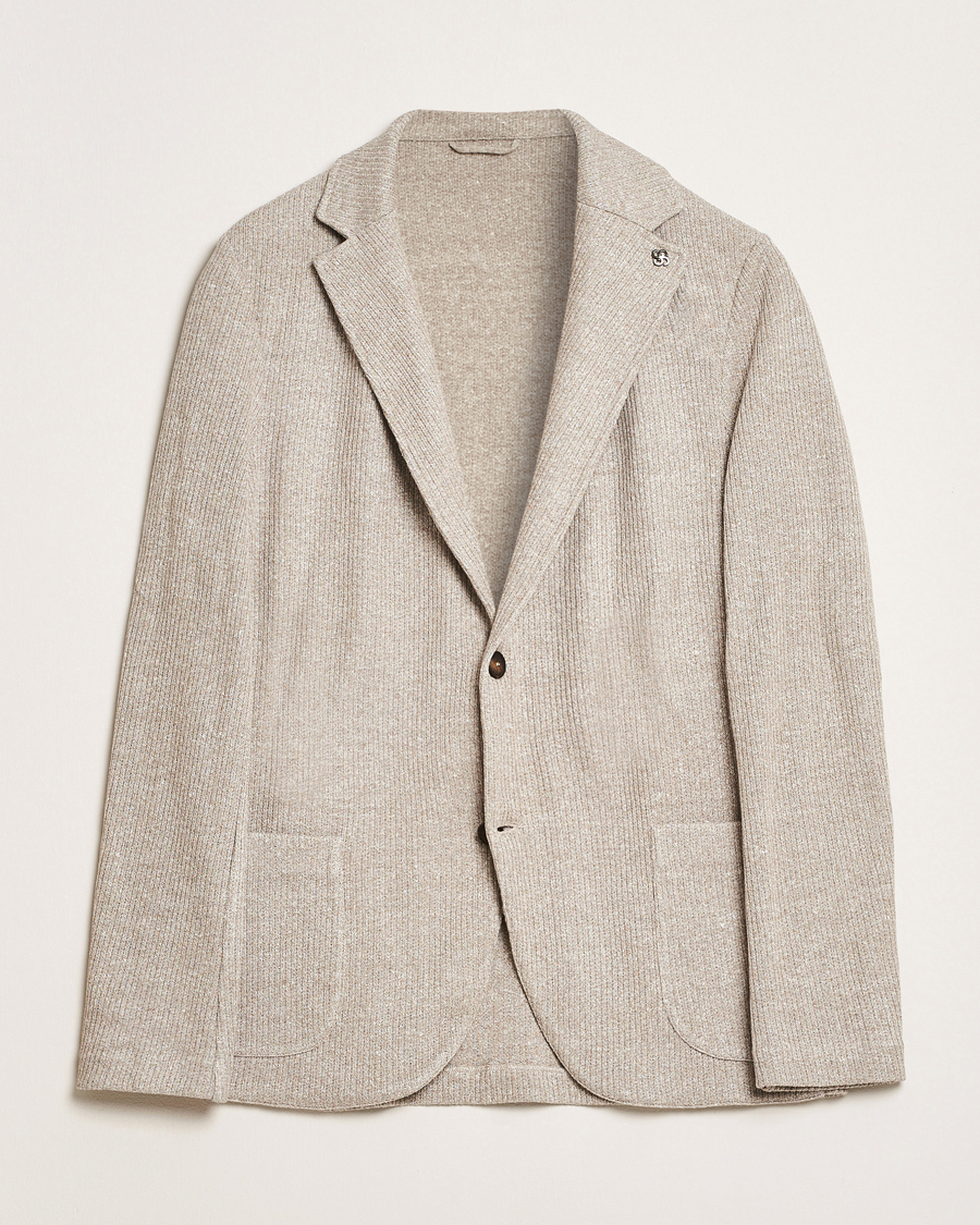Heren | Blazers | Gran Sasso | Linen/Cotton Knitted Blazer Beige Melange