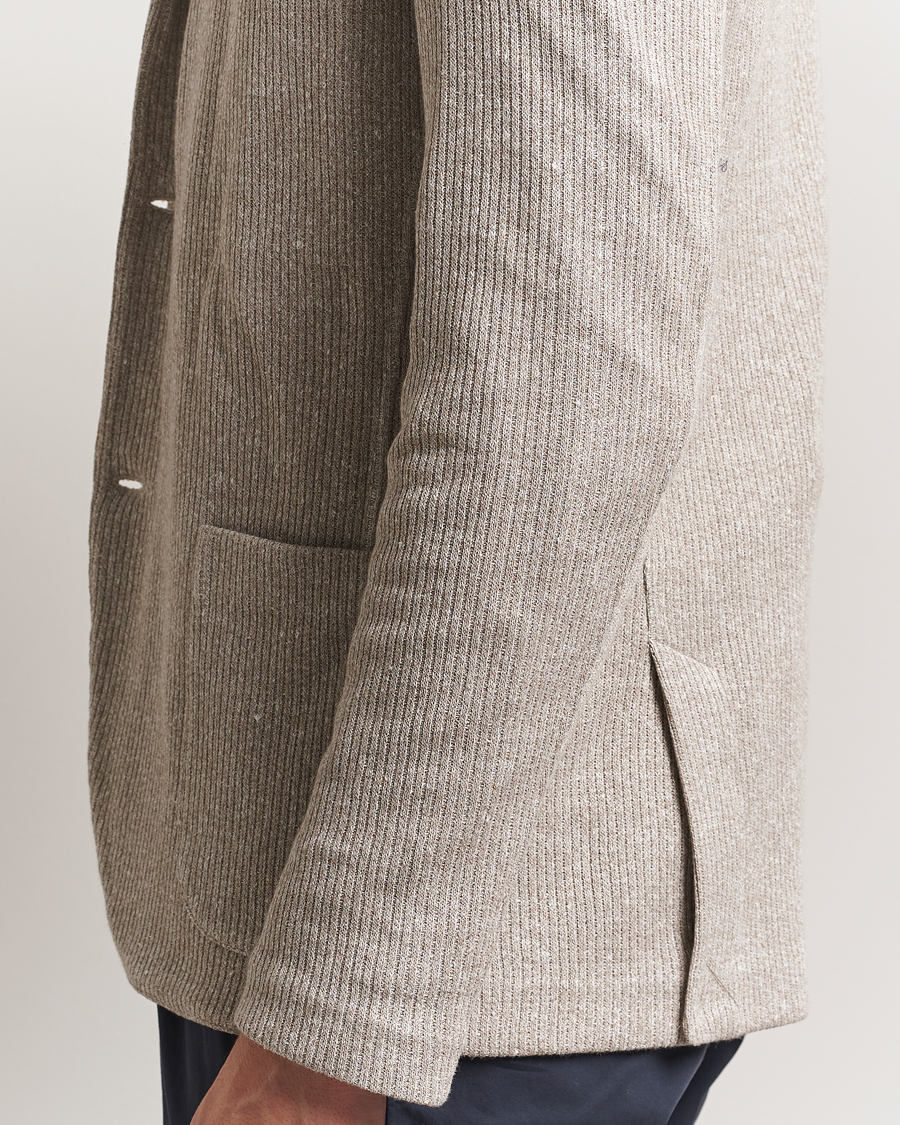 Heren | Blazers | Gran Sasso | Linen/Cotton Knitted Blazer Beige Melange
