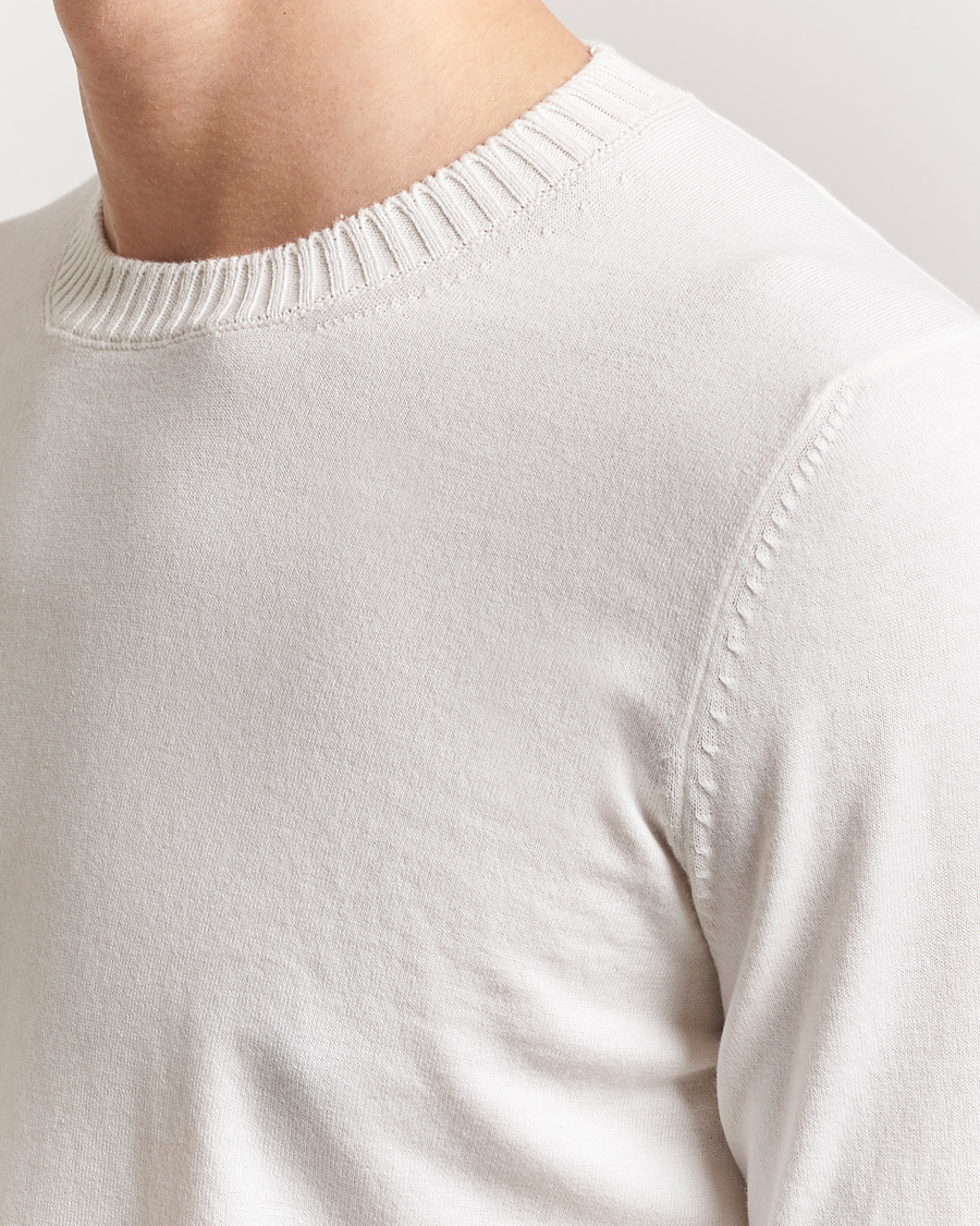 Heren | Truien | Gran Sasso | Cotton/Cashmere Knitted Crew Neck Sweater Cream Melange