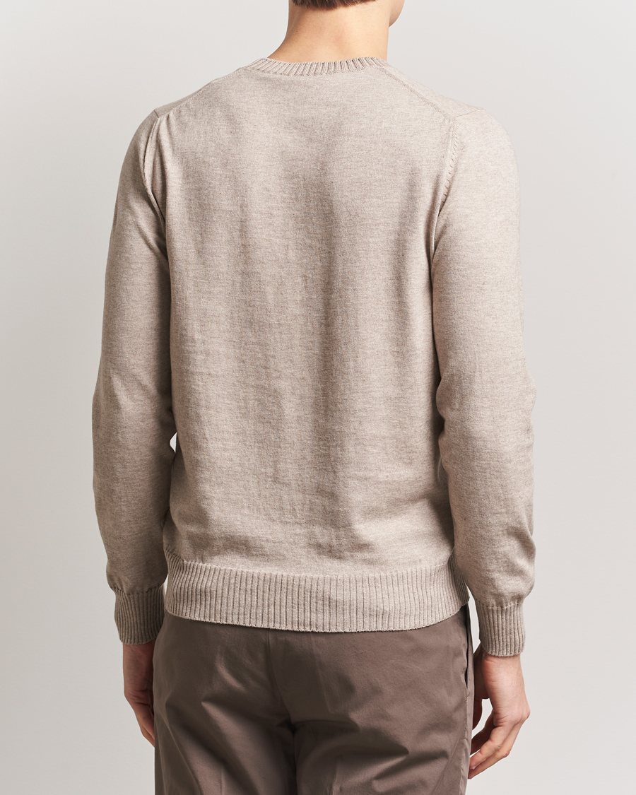 Heren | Truien | Gran Sasso | Cotton/Cashmere Knitted Crew Neck Sweater Beige Melange