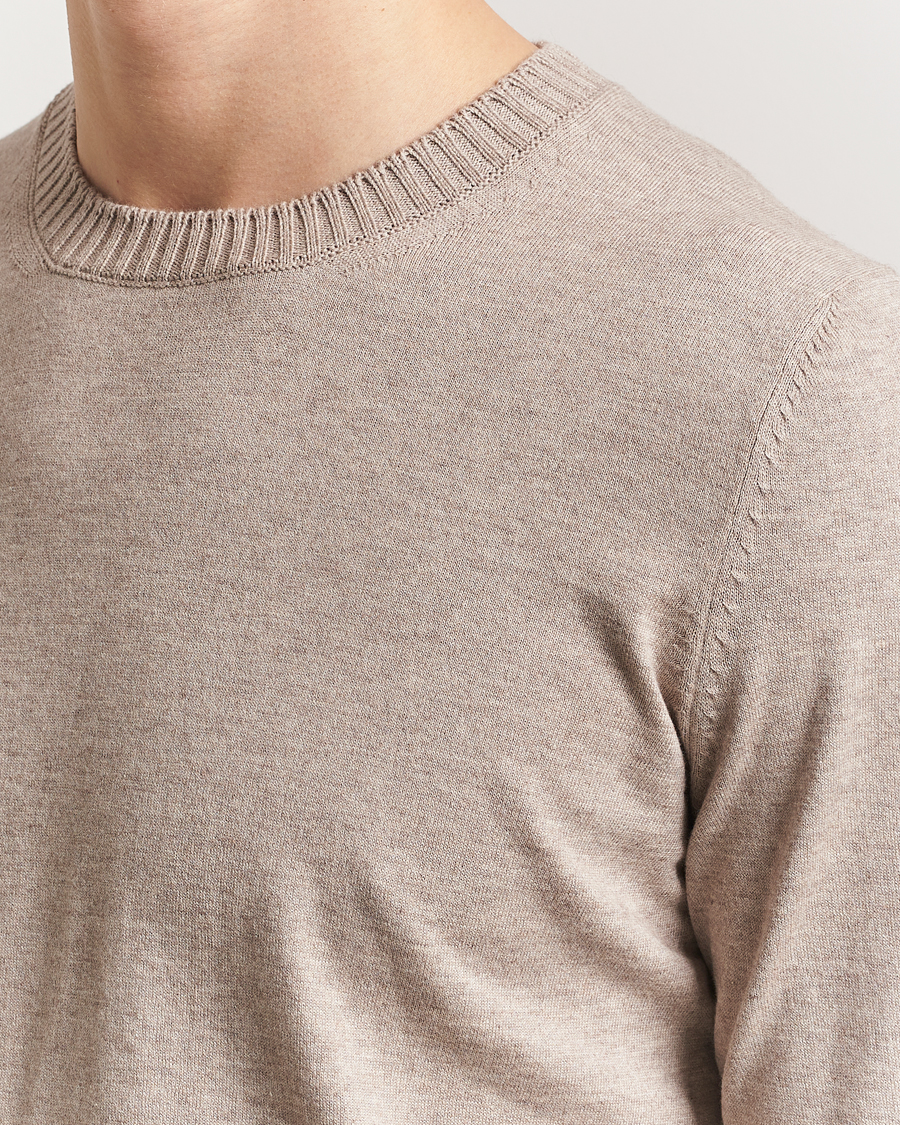 Heren | Truien | Gran Sasso | Cotton/Cashmere Knitted Crew Neck Sweater Beige Melange