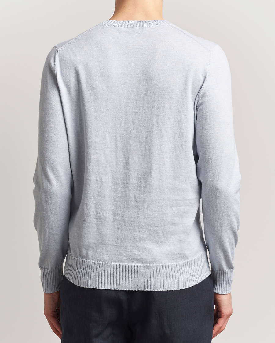 Heren | Truien | Gran Sasso | Cotton/Cashmere Knitted Crew Neck Sweater Blue Melange