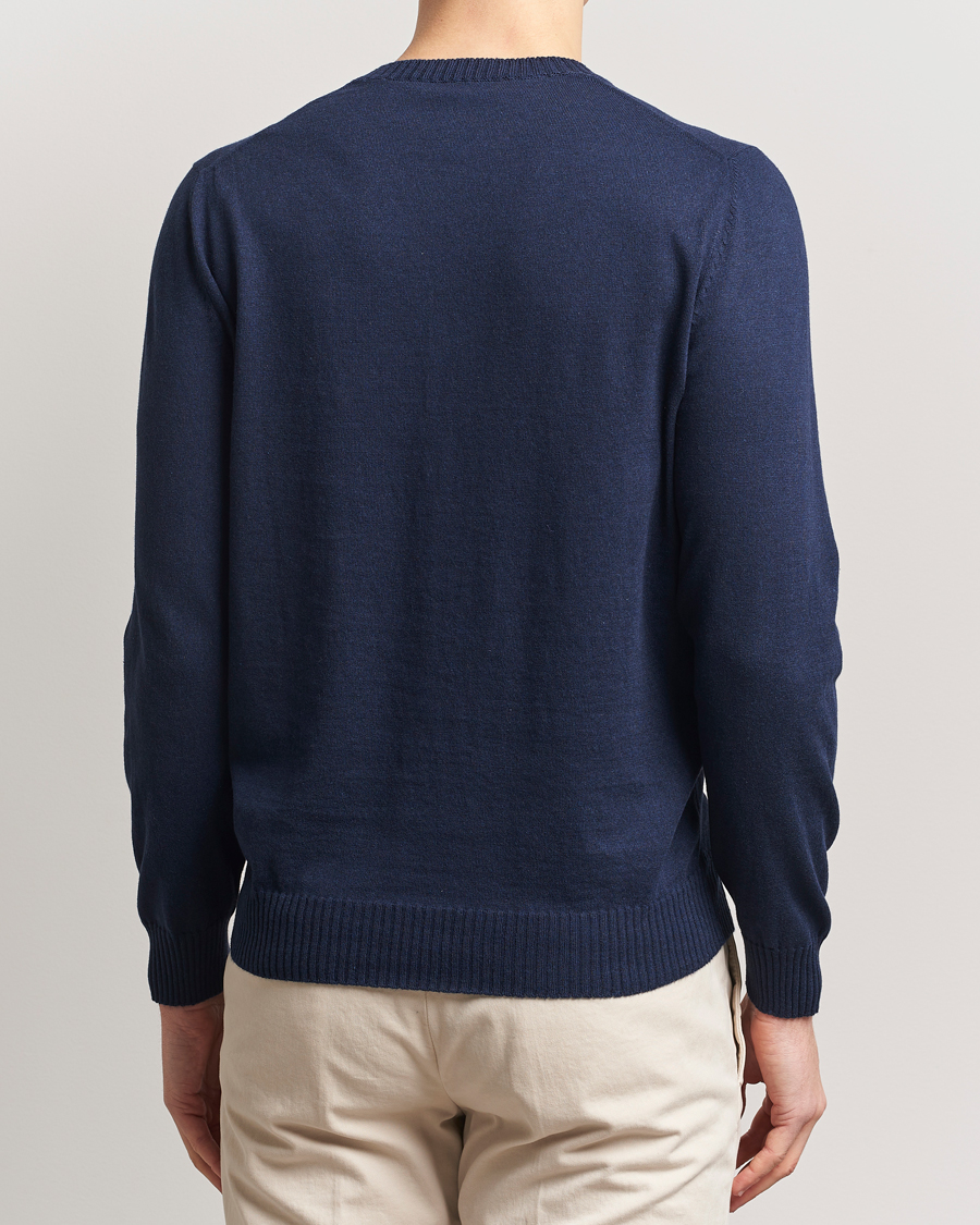Heren | Truien | Gran Sasso | Cotton/Cashmere Knitted Crew Neck Sweater Navy Melange