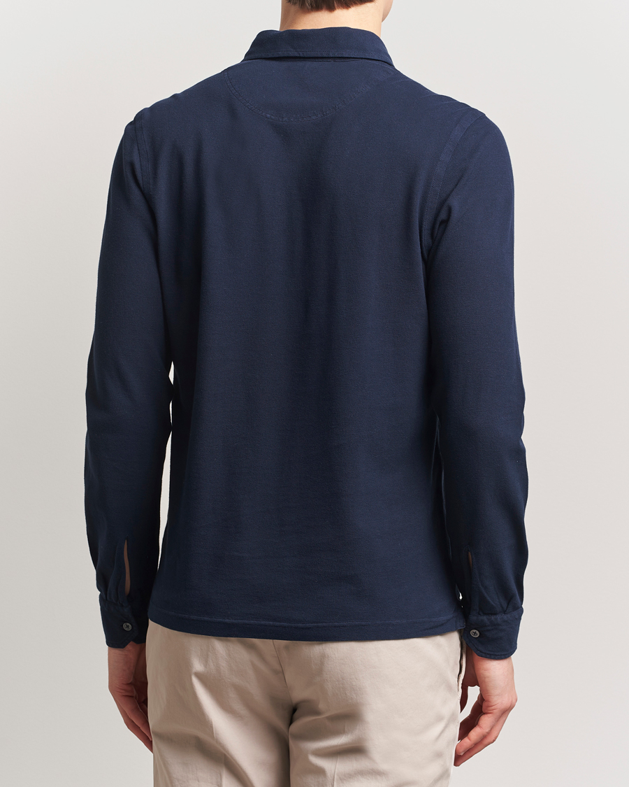 Heren | Polo's | Gran Sasso | Washed Long Sleeve Polo Navy