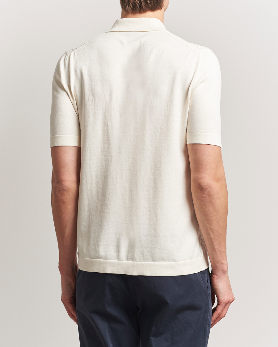 Heren | Overhemden | Gran Sasso | Cotton Cable Knitted Short Sleeve Shirt Cream