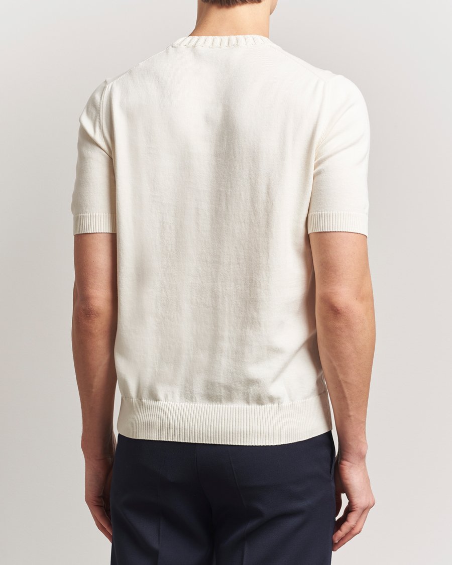 Heren | T-shirts | Gran Sasso | Cotton Heavy Knitted Crew Neck T-Shirt Cream