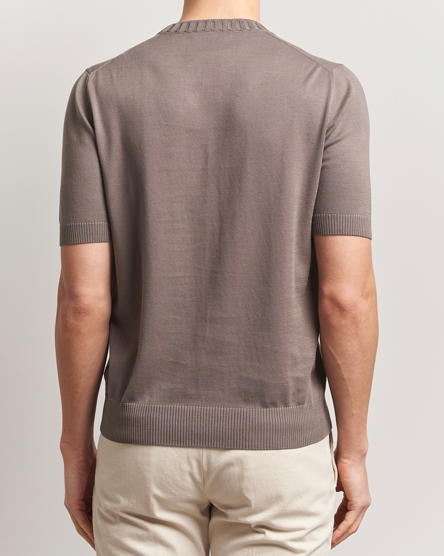 Heren | T-shirts | Gran Sasso | Cotton Heavy Knitted Crew Neck T-Shirt Brown