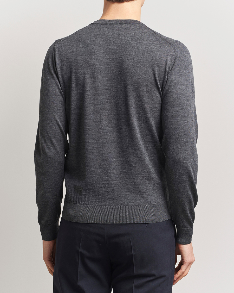 Heren | Truien | Piacenza Cashmere | Merino Wool Crew Neck Sweater Charcoal