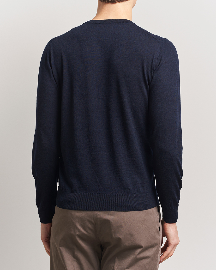 Heren | Truien | Piacenza Cashmere | Merino Wool Crew Neck Sweater Navy