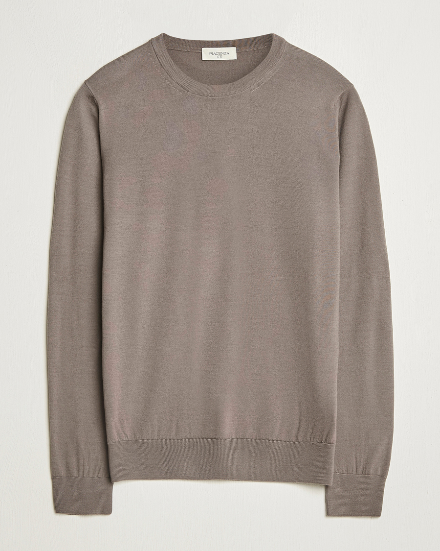 Heren | Truien | Piacenza Cashmere | Merino Wool Crew Neck Sweater Taupe