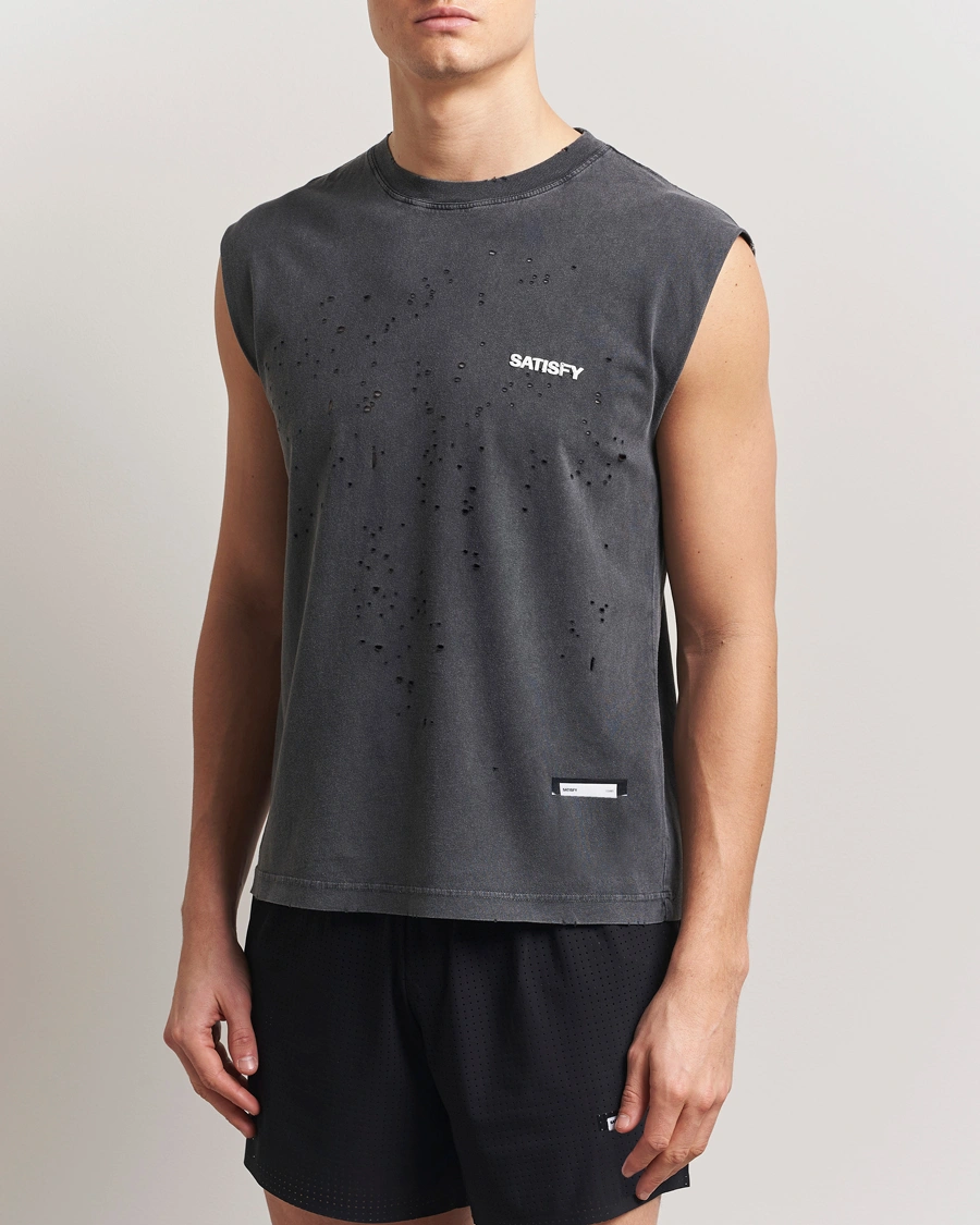 Heren | T-shirts | Satisfy | MothTech Muscle Tee Aged Black