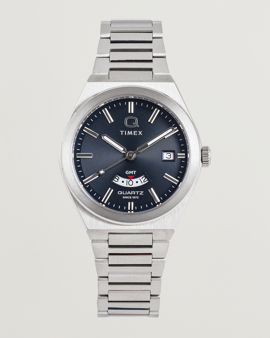 Heren | Timex Q Timex Continental GMT Stainless Steel 39mm Black Dial | Timex | Q Continental GMT Stainless Steel 39mm Black Dial