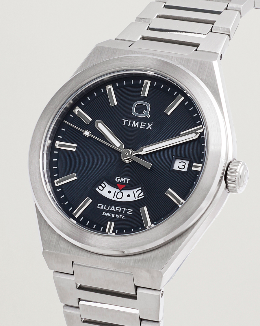 Heren | Timex Q Timex Continental GMT Stainless Steel 39mm Black Dial | Timex | Q Continental GMT Stainless Steel 39mm Black Dial
