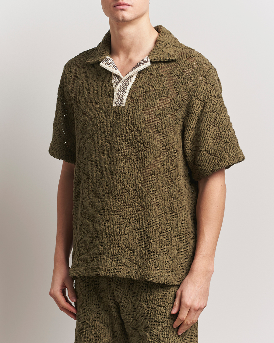Heren | Overhemden | OAS | Cuba Crochet Shirt Pine Verve