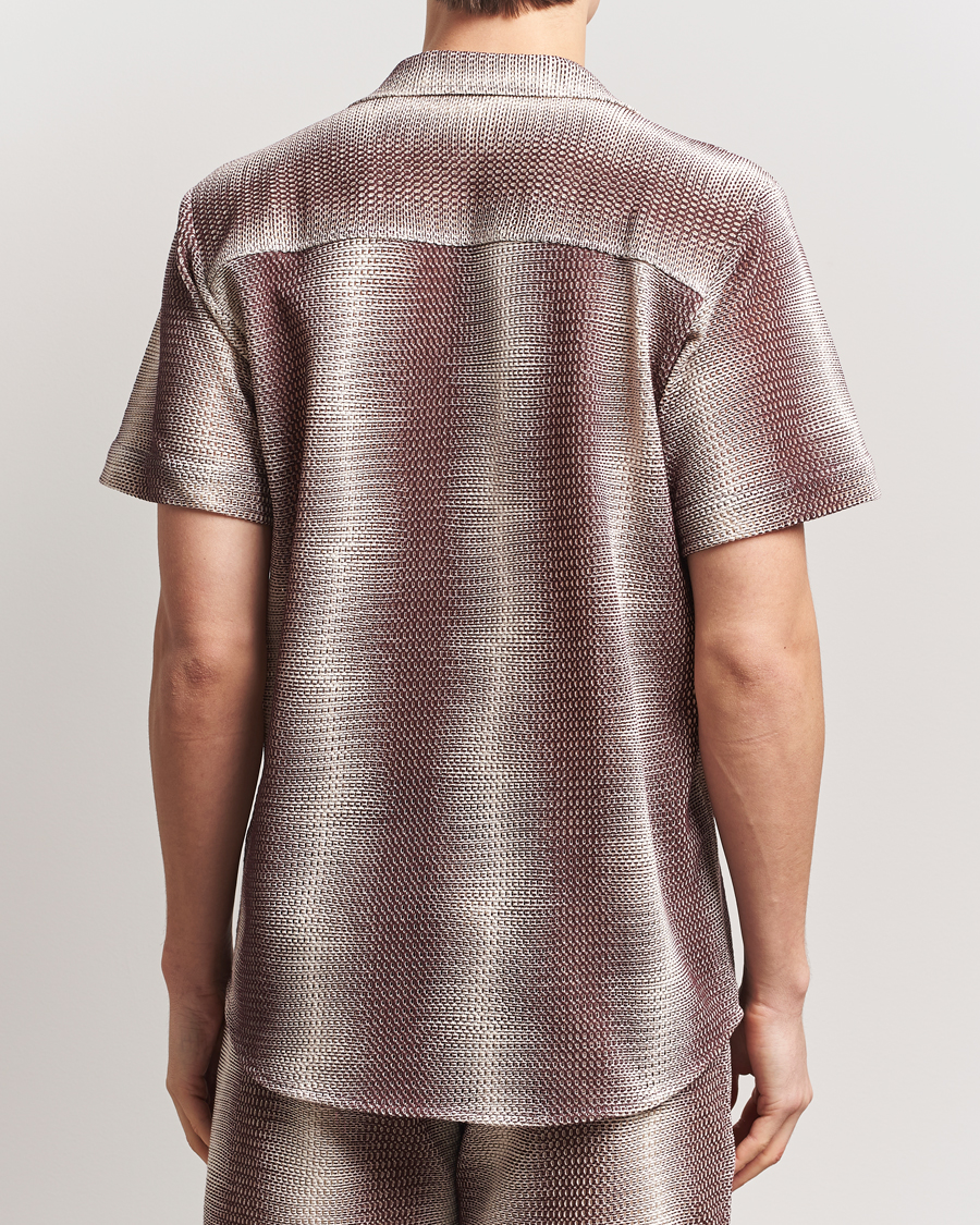 Heren | Overhemden | OAS | Short Sleeve Cuba Net Shirt Merlot Echo