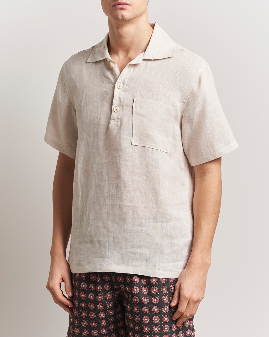 Heren | Overhemden | OAS | Cuba Linen Shirt Beige