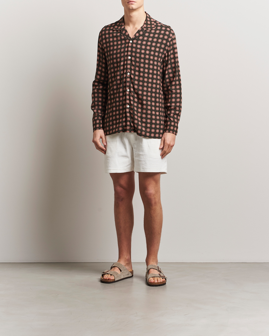 Heren | Overhemden | OAS | Long Sleeve Resort Viscose Shirt Coffe Lumo