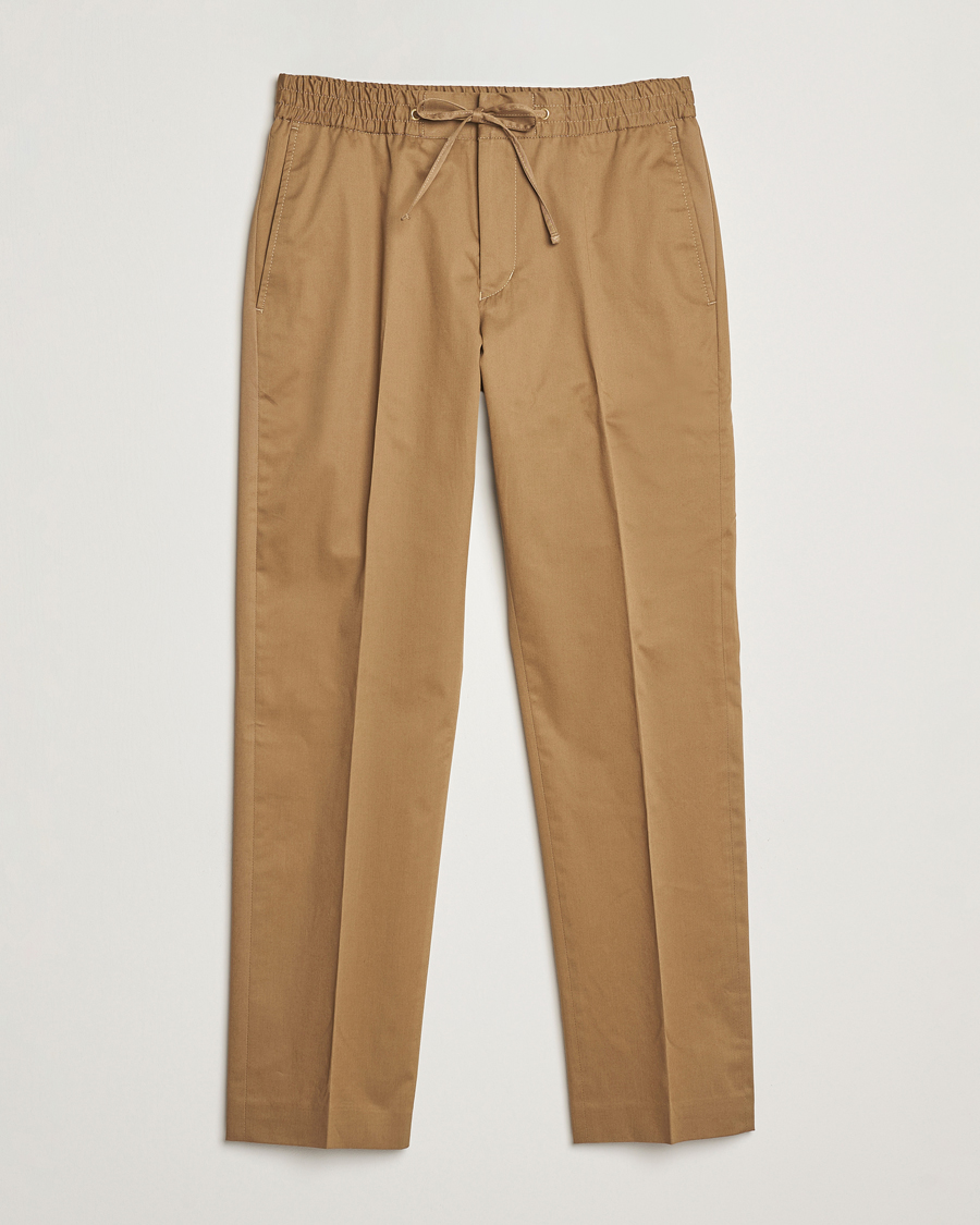 Heren | Broeken | Tiger of Sweden | Tannen Cotton Drawstring Trousers Beige