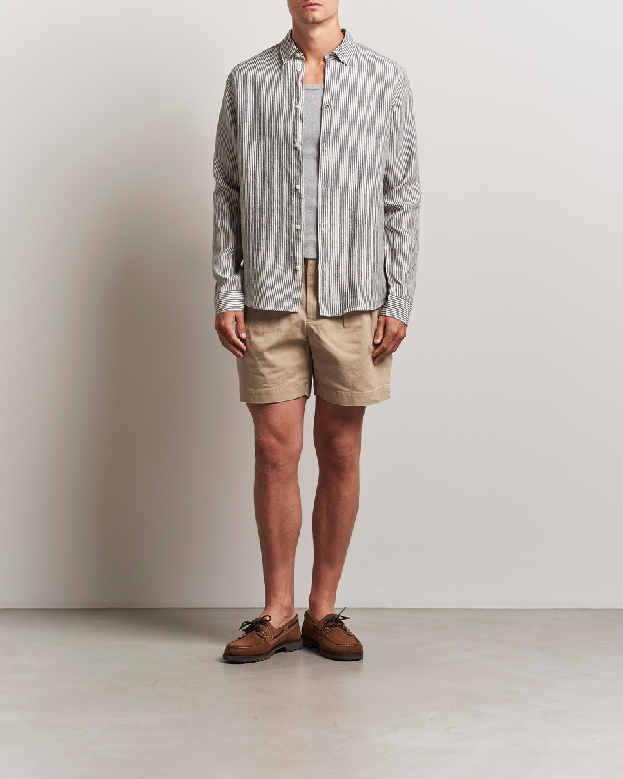 Heren | Overhemden | LES DEUX | Konrad Striped Linen Shirt Black
