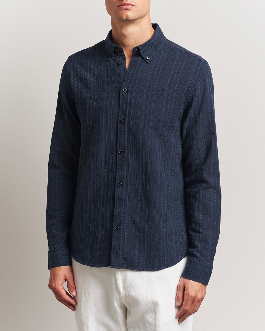 Heren | Overhemden | LES DEUX | Konrad Striped Structure Shirt Dark Navy