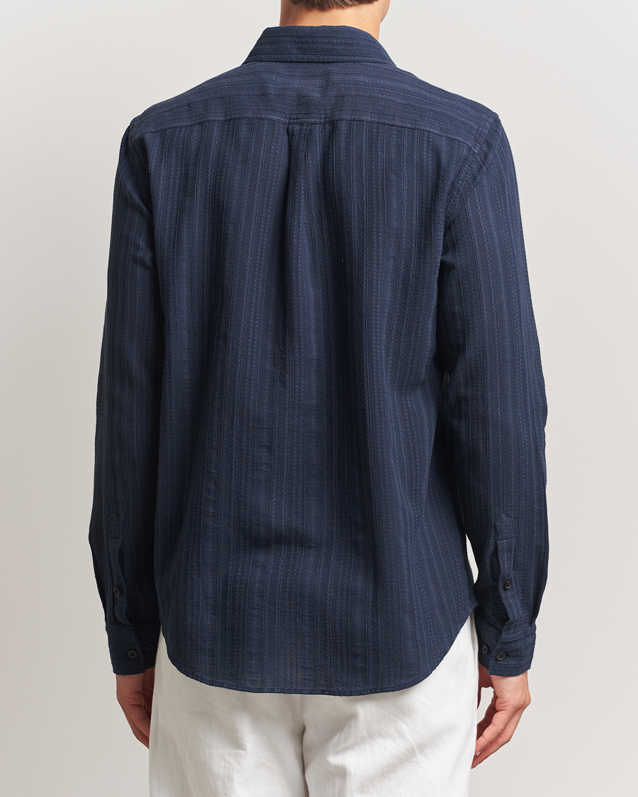 Heren | Overhemden | LES DEUX | Konrad Striped Structure Shirt Dark Navy