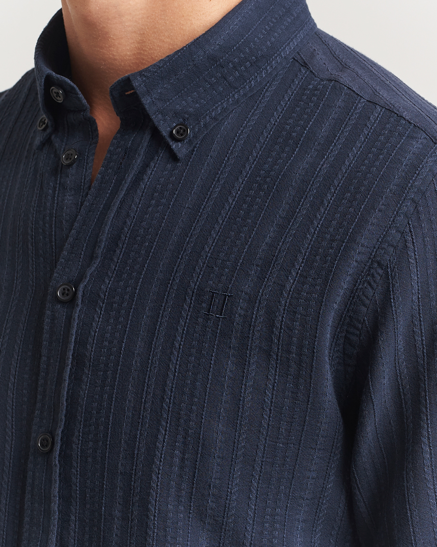 Heren | Overhemden | LES DEUX | Konrad Striped Structure Shirt Dark Navy