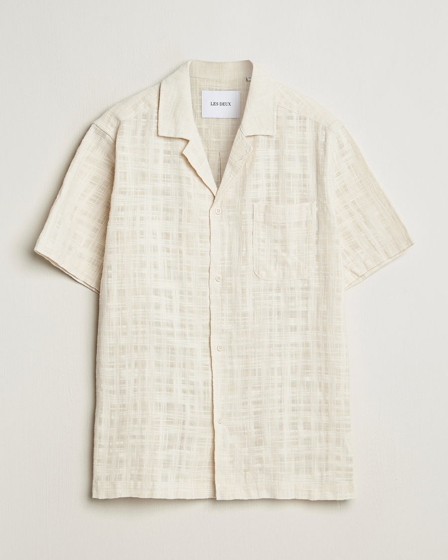 Heren | Overhemden | LES DEUX | Lesley Slub Short Sleeve Shirt Ivory