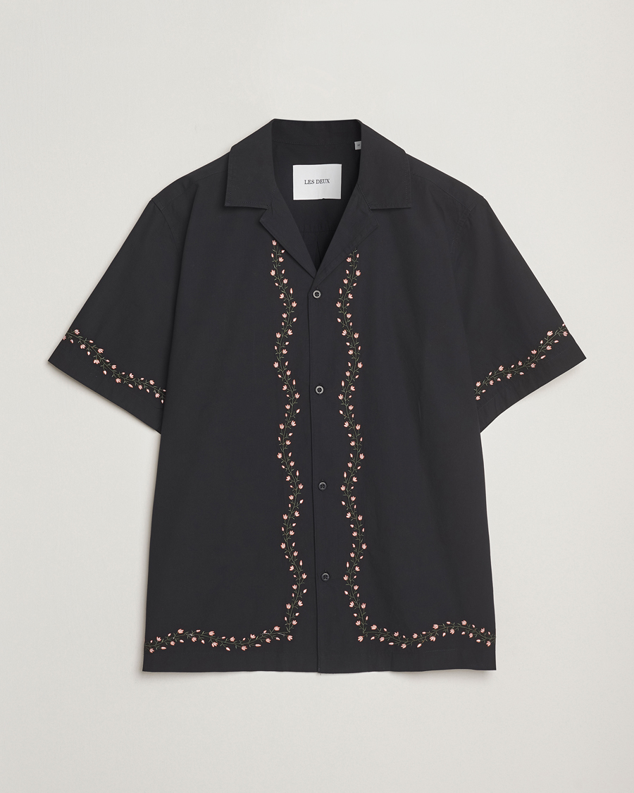 Heren | Overhemden | LES DEUX | Lesley Embroidery Short Sleeve Shirt Black