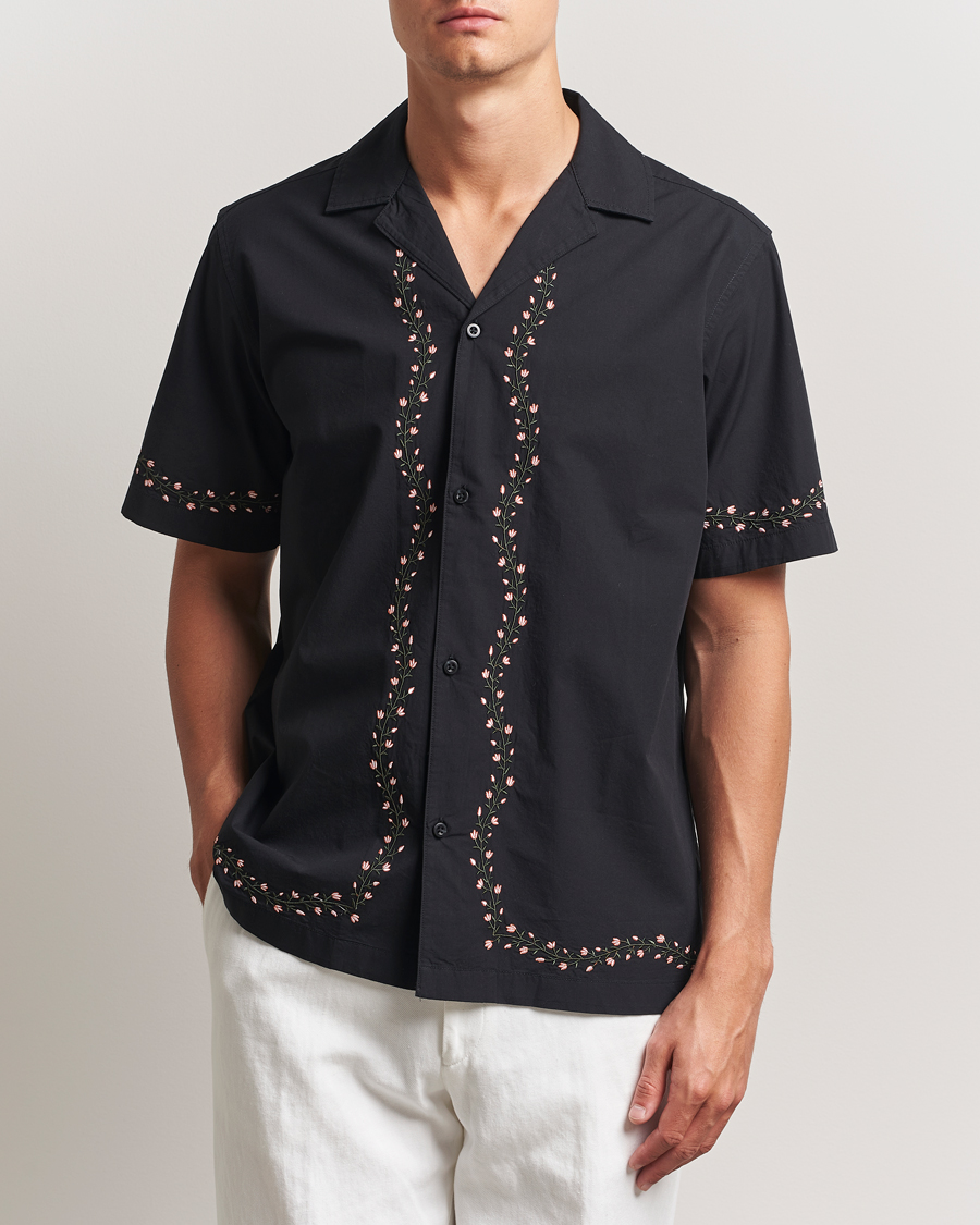 Heren | Overhemden | LES DEUX | Lesley Embroidery Short Sleeve Shirt Black
