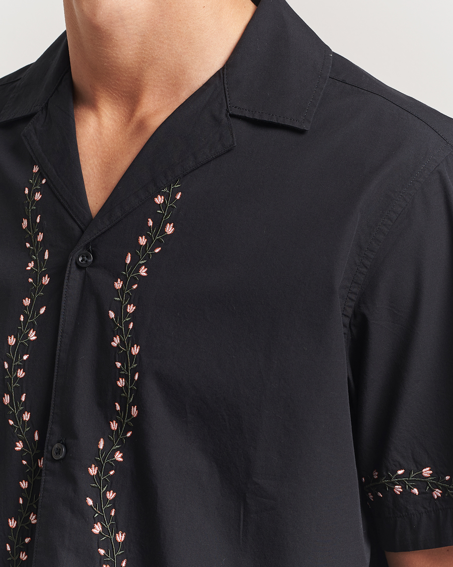 Heren | Overhemden | LES DEUX | Lesley Embroidery Short Sleeve Shirt Black