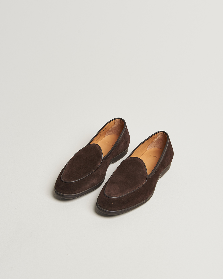 Heren | Instappers | Myrqvist | Ängby Walker Loafer Dark Brown Suede