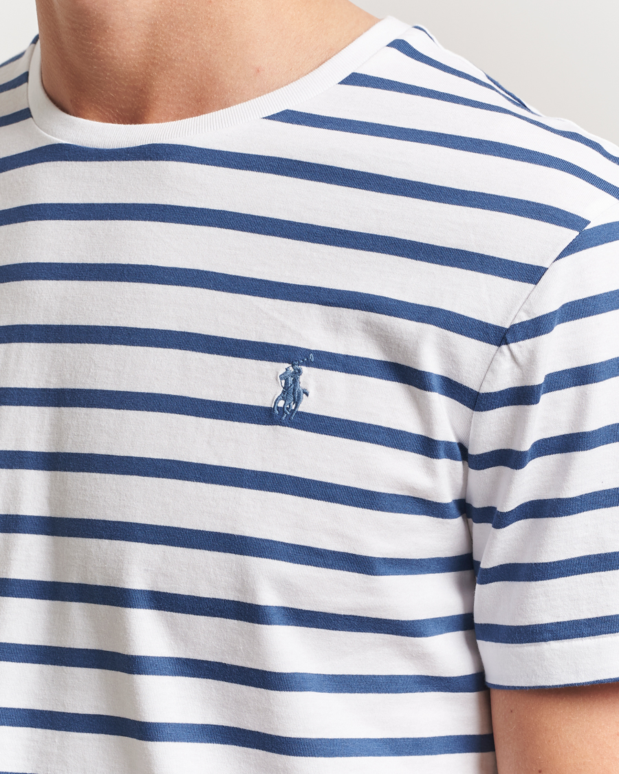 Heren | T-shirts | Polo Ralph Lauren | Custom Slim Fit Striped Tee White/Old Royal