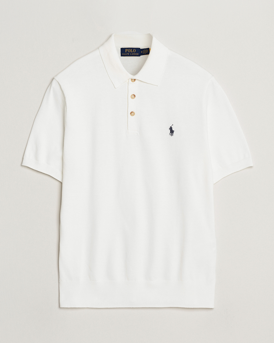 Heren | Truien | Polo Ralph Lauren | Knitted Short Sleeve Polo Deckwash White