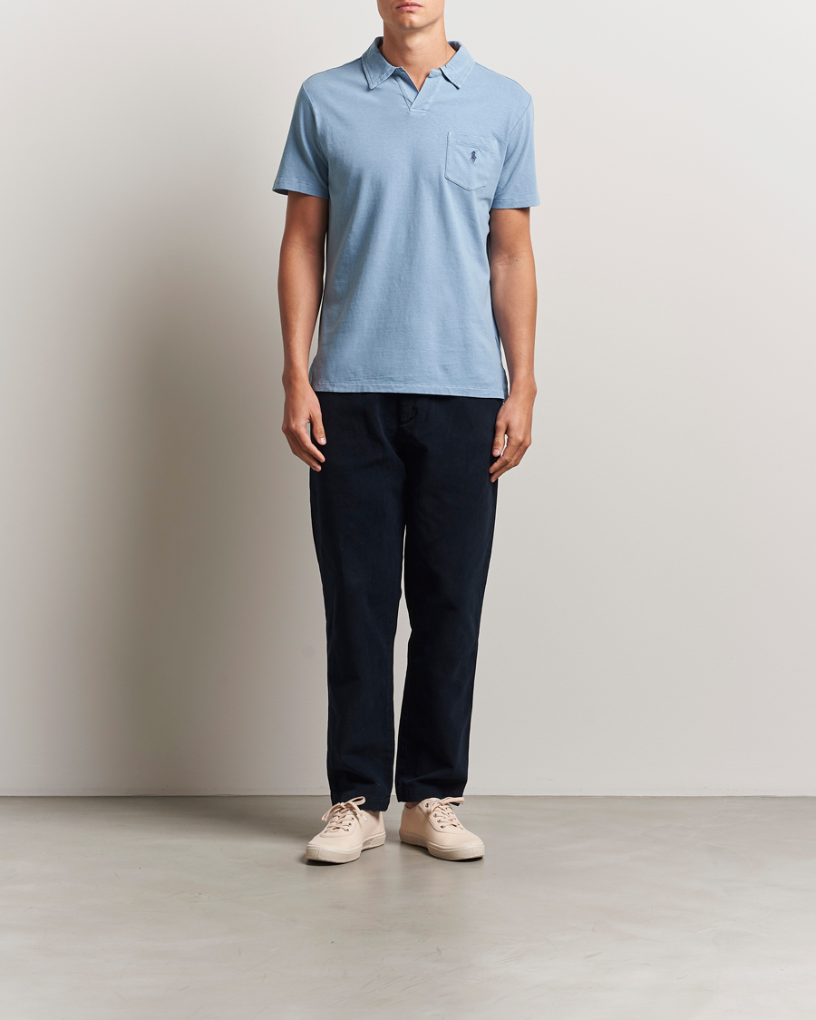 Heren | Polo's | Polo Ralph Lauren | Johnny Cotton/Linen Polo Channel Blue